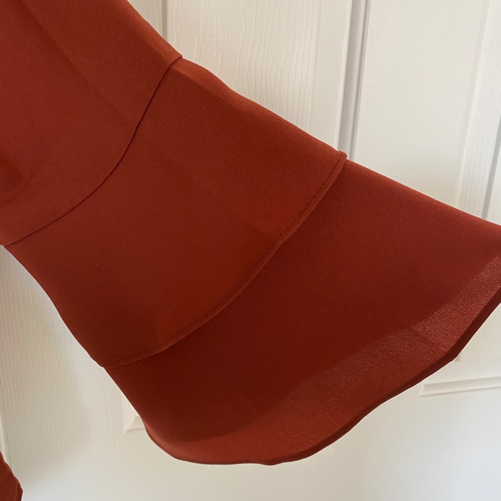 Ann Taylor Rust Ruffle Sleeve Blouse - Picture 3 of 4